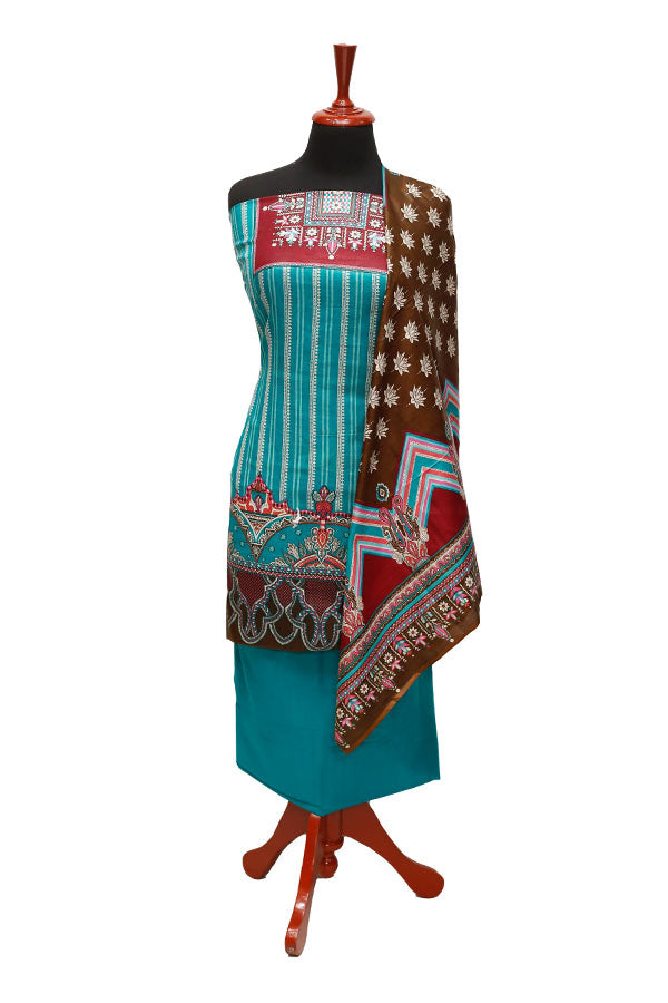 Three Star Print Lawn`22 D#949 Sea Green
