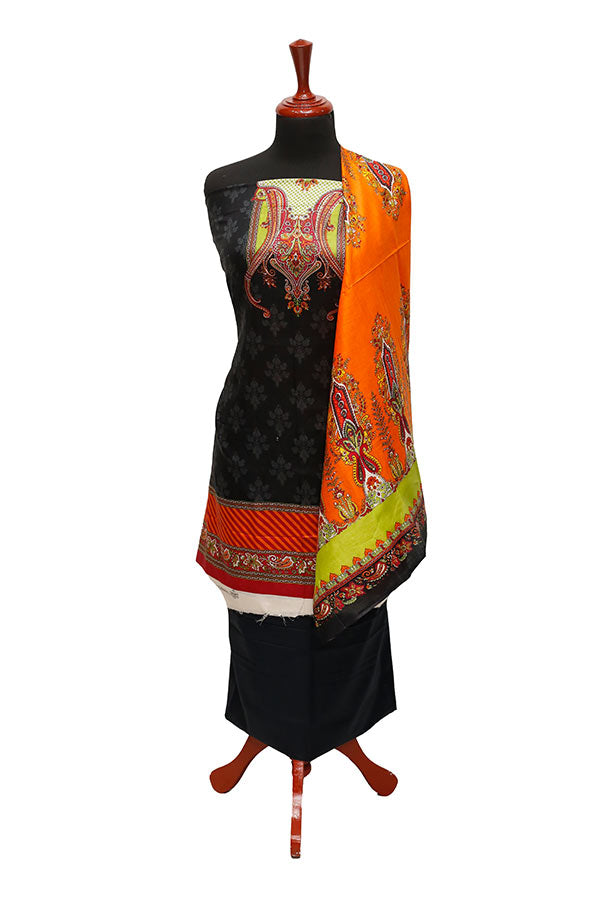 Three Star Print Lawn`22 D#950 Black
