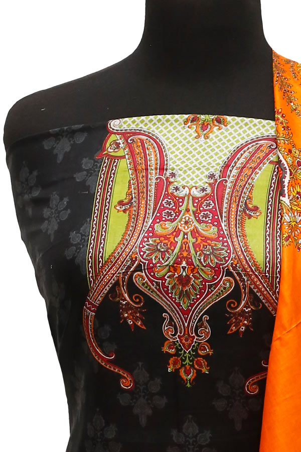 Three Star Print Lawn`22 D#950 Black