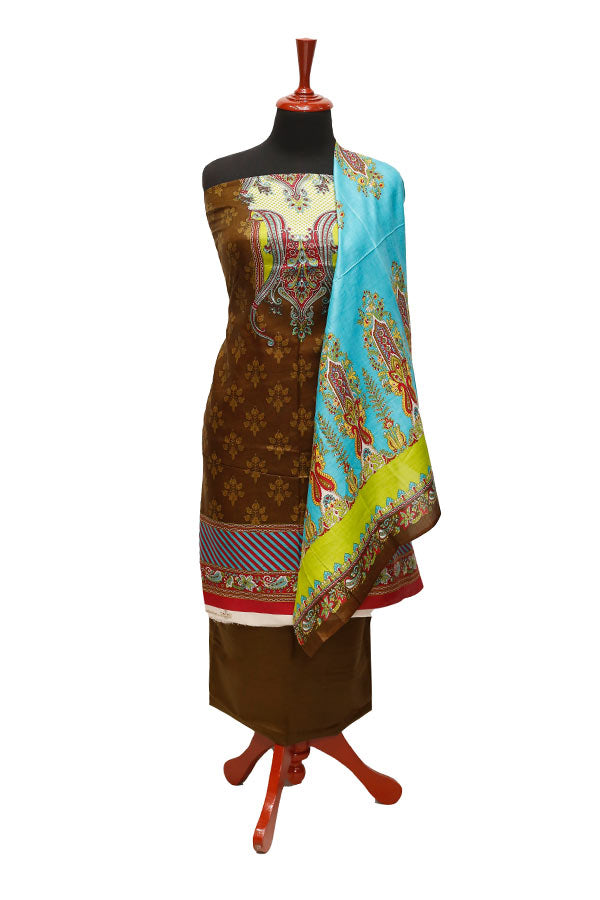 Three Star Print Lawn`22 D#950 Brown