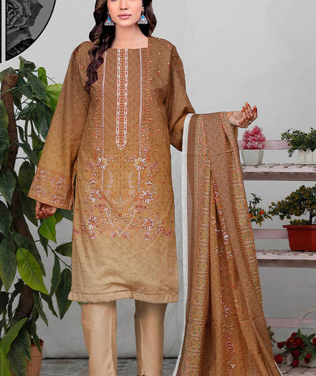 Bin Shahid Fancy Airjet Lawn`25 V#10  Brown