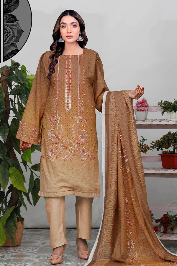 Bin Shahid Fancy Airjet Lawn`25 V#10  Brown