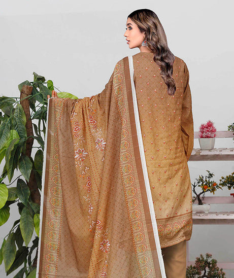 Bin Shahid Fancy Airjet Lawn`25 V#10  Brown