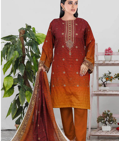 Bin Shahid Fancy Airjet Lawn`25 V#10  D Rust