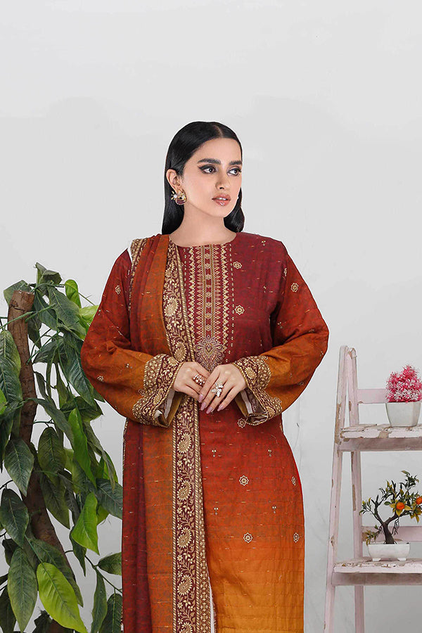 Bin Shahid Fancy Airjet Lawn`25 V#10  D Rust