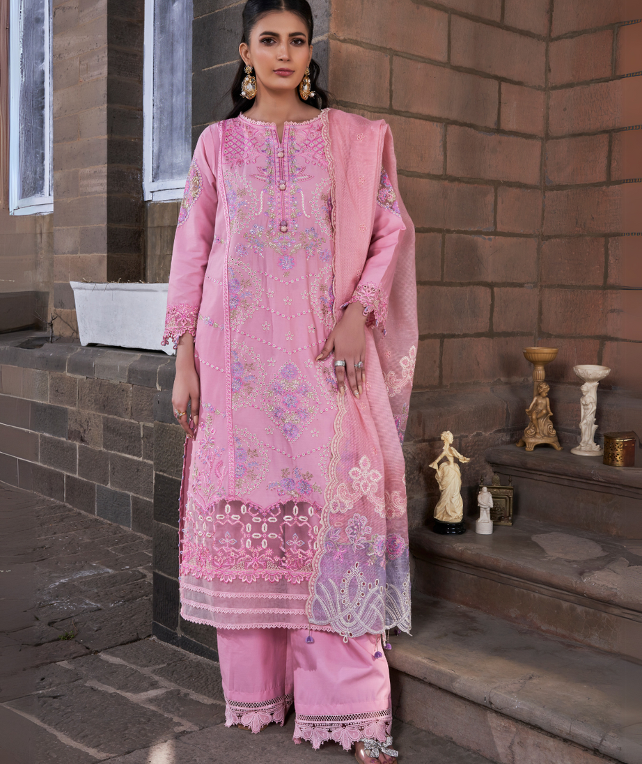Atiya Irfan Preet Luxury Lawn`25 BLUSH ROSE