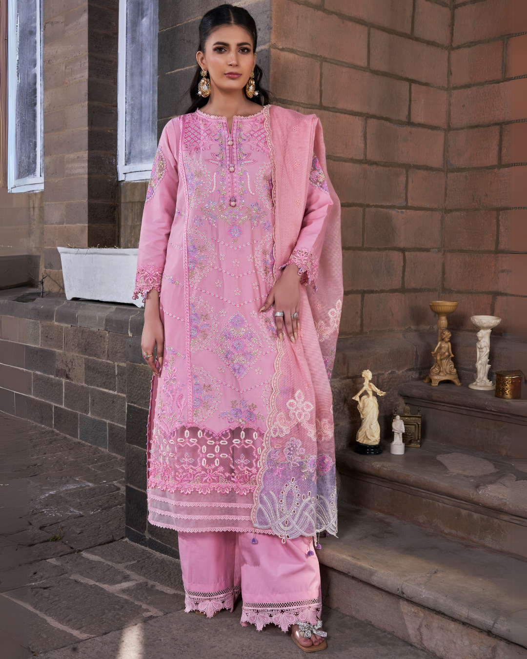 Atiya Irfan Preet Luxury Lawn`25 BLUSH ROSE