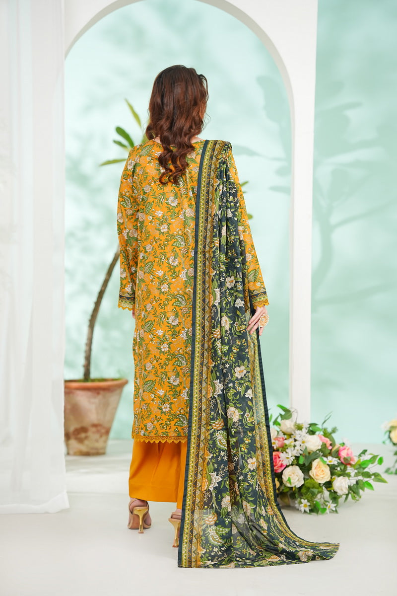 VS Daman Print Lawn`26 D#804 (Mustard)