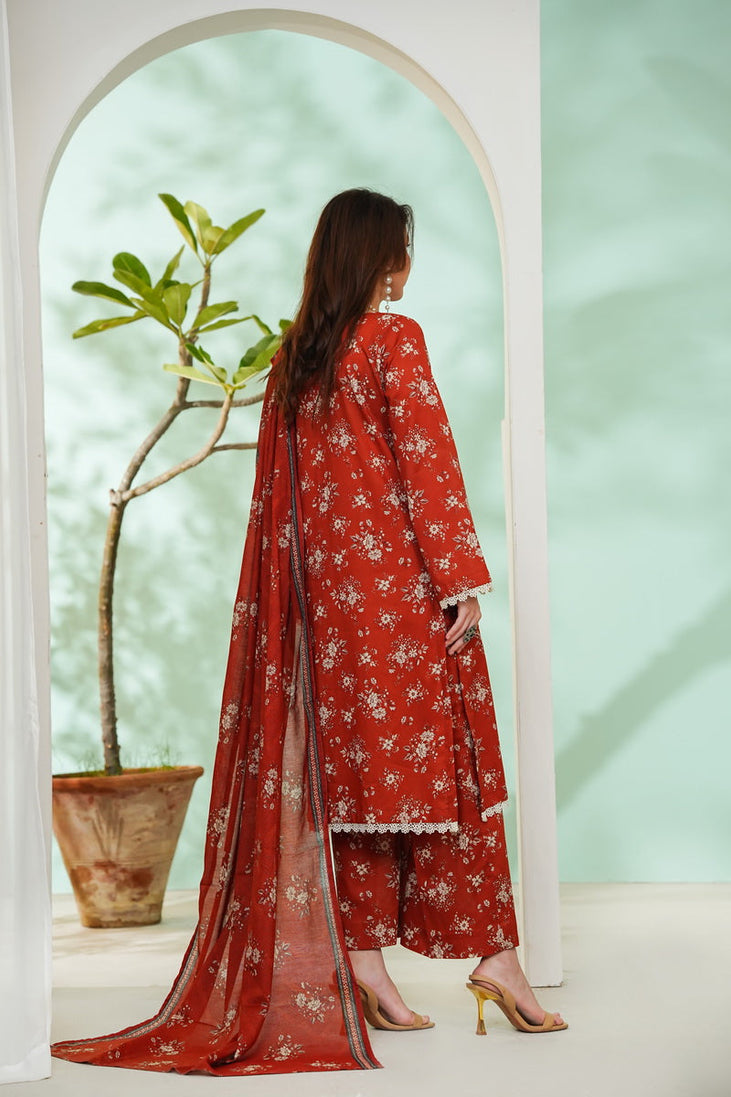 VS Daman Print Lawn`26 D#814 (Rust)