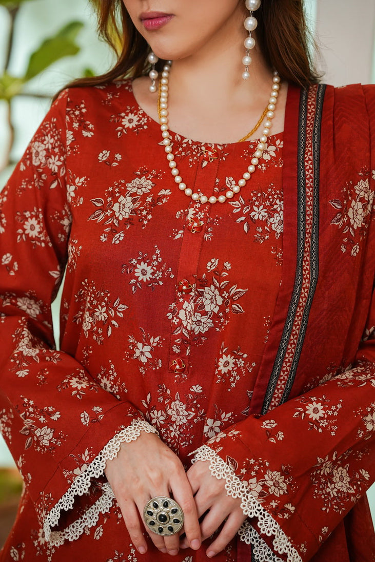 VS Daman Print Lawn`26 D#814 (Rust)