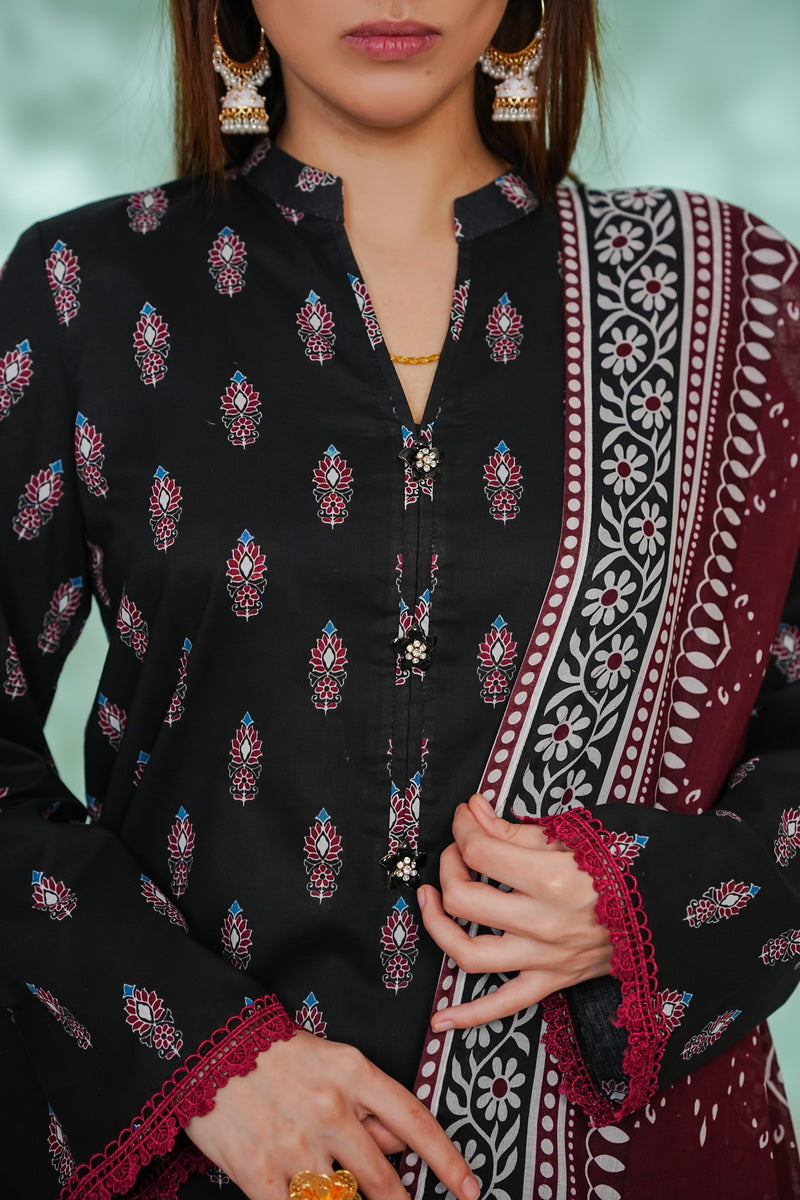 VS Daman Print Lawn`26 D#818 (Black)