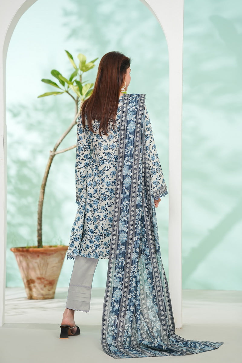 VS Daman Print Lawn`26 D#810 (Ash White)