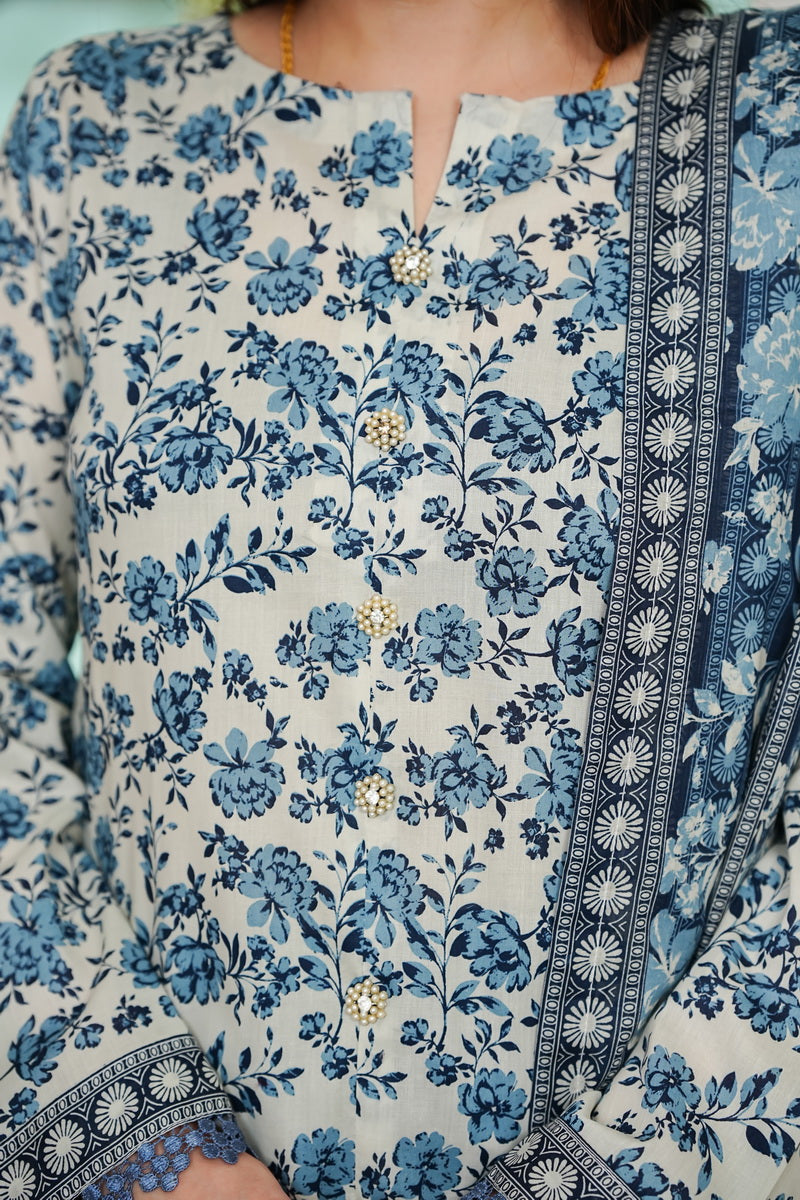 VS Daman Print Lawn`26 D#810 (Ash White)