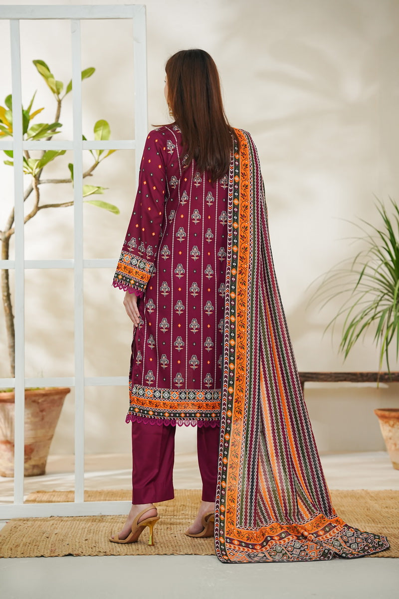 VS Daman Print Lawn`26 D#730 Maroon