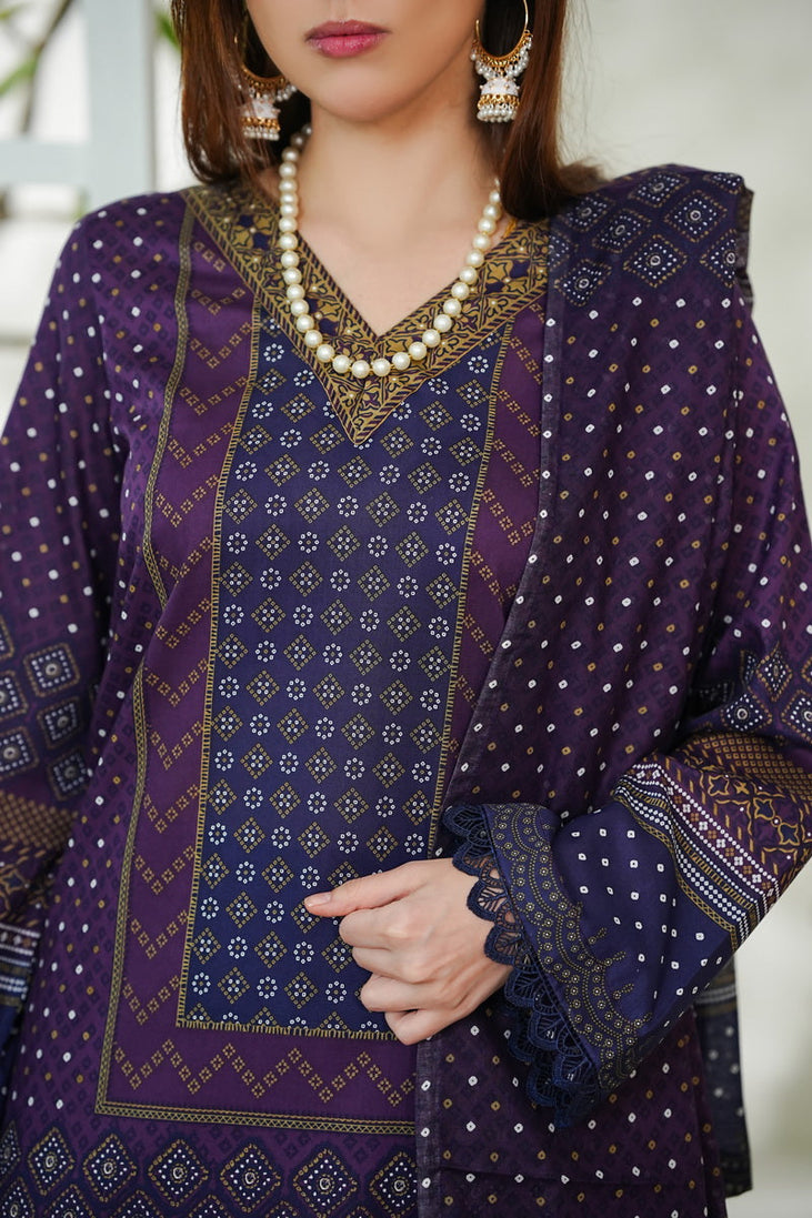 VS Daman Print Lawn`26 D#728 D-Purple