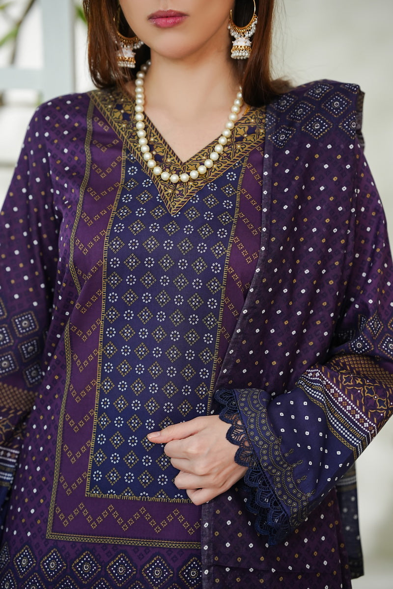VS Daman Print Lawn`26 D#728 D-Purple