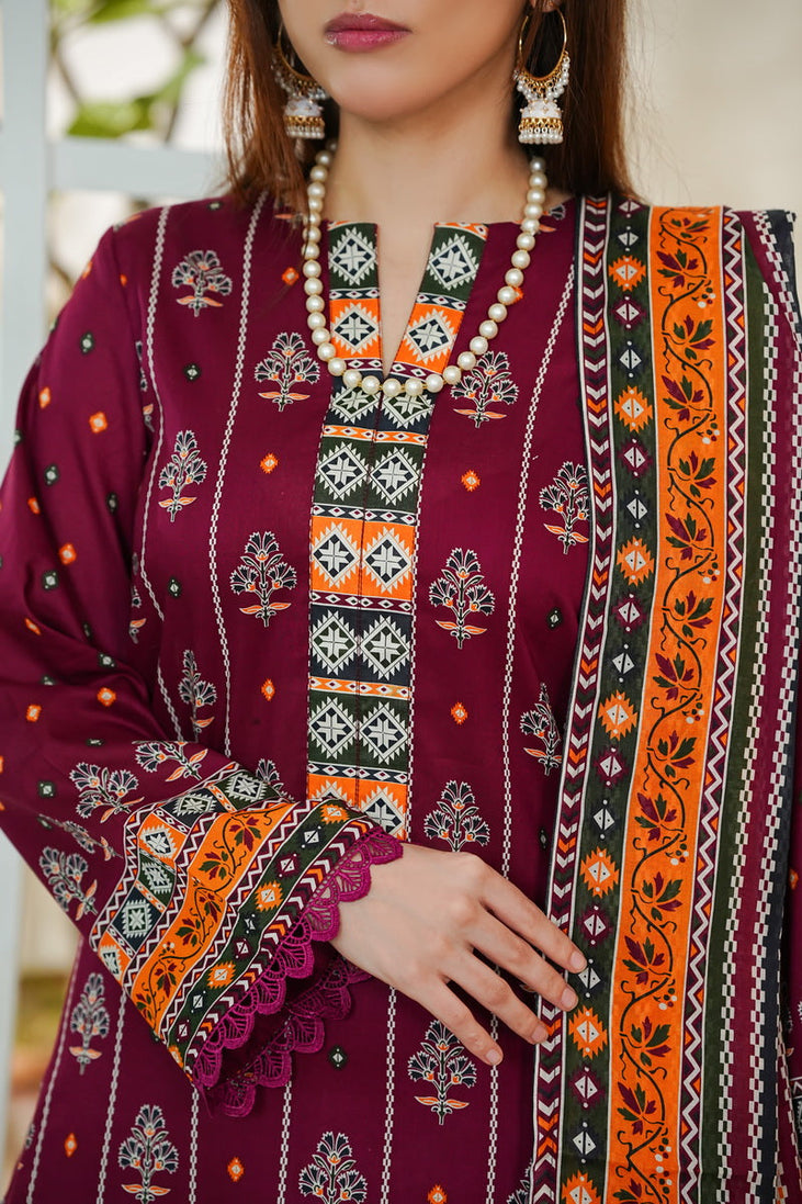 VS Daman Print Lawn`26 D#730 Maroon