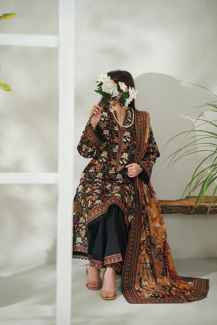 VS Daman Print Lawn`26 D#732 Black