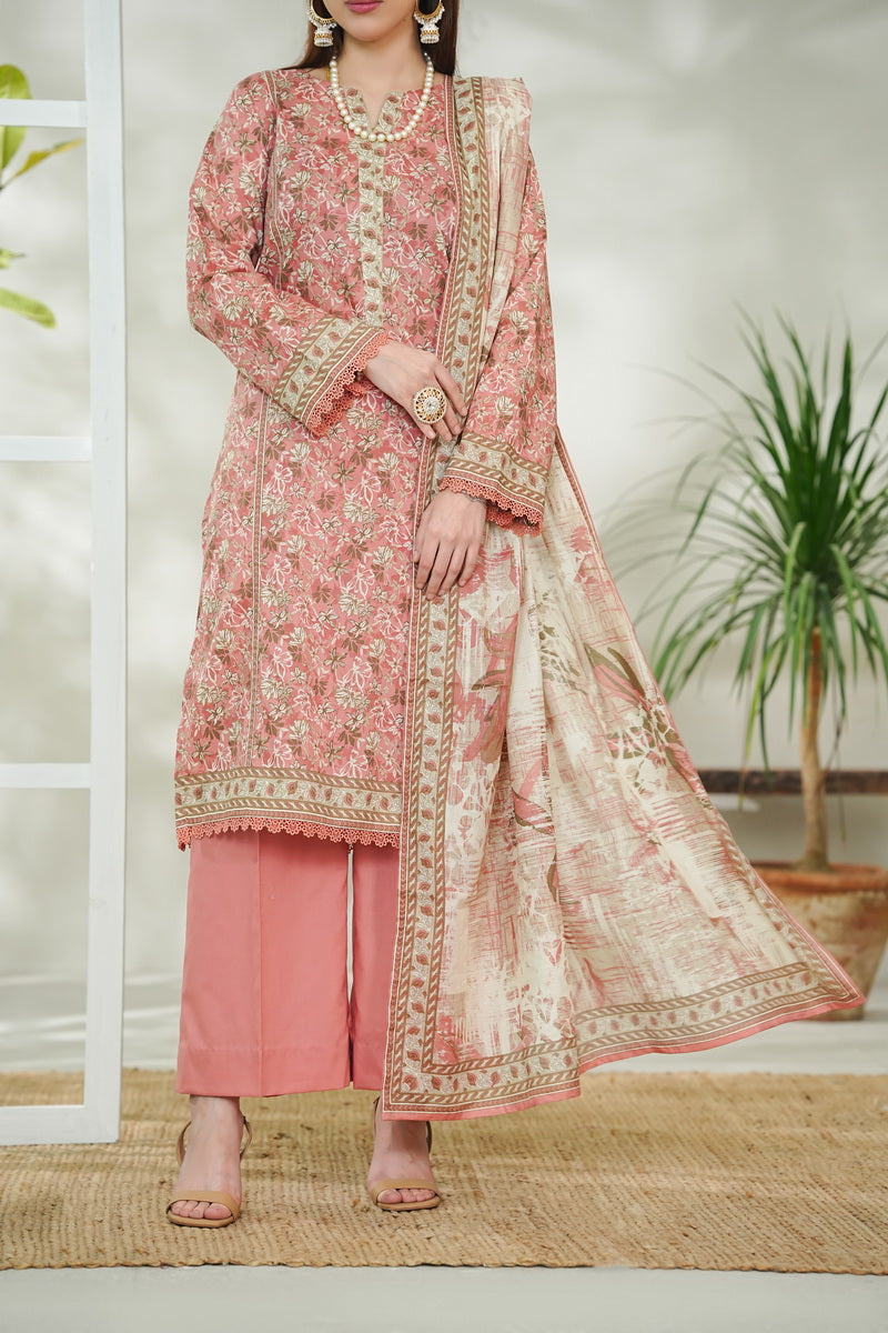 VS Daman Print Lawn`26 D#729 T-Pink