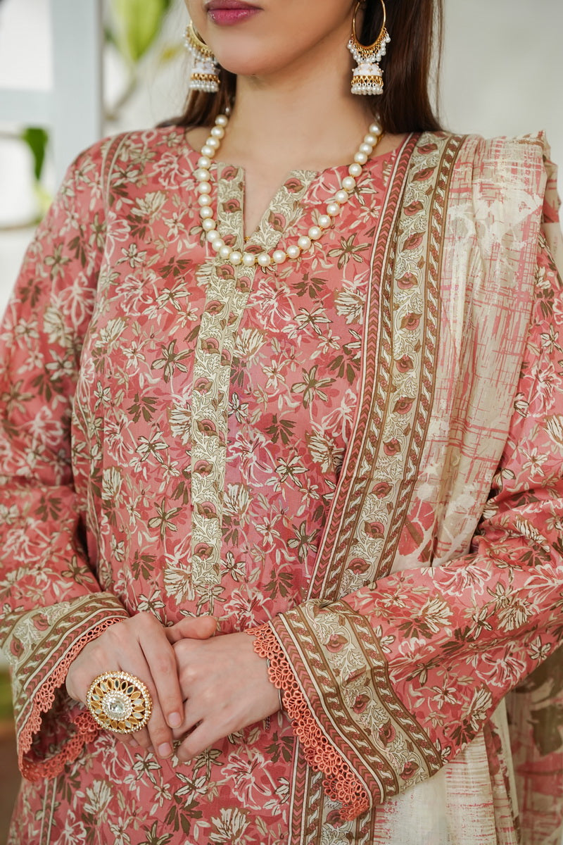 VS Daman Print Lawn`26 D#729 T-Pink