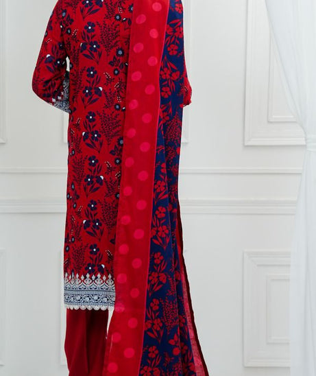 VS Daman Print Lawn`25 D#814 Red