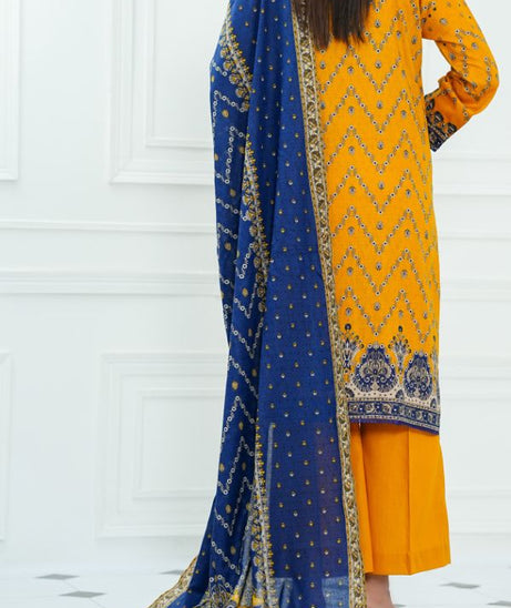 VS Daman Print Lawn`25 D#815 Mustard