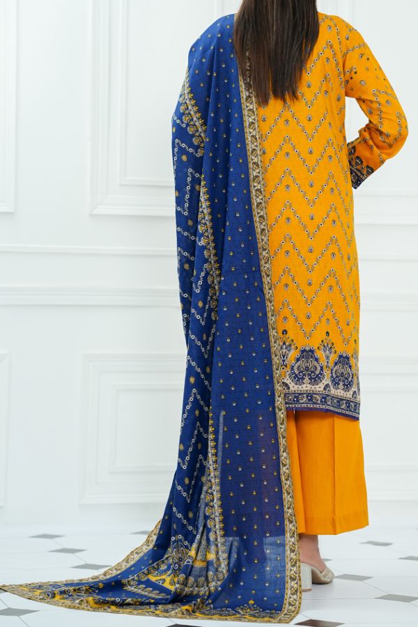 VS Daman Print Lawn`25 D#815 Mustard