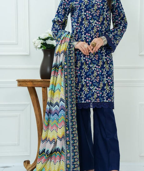 VS Daman Print Lawn`25 D#817 Nevy Blue