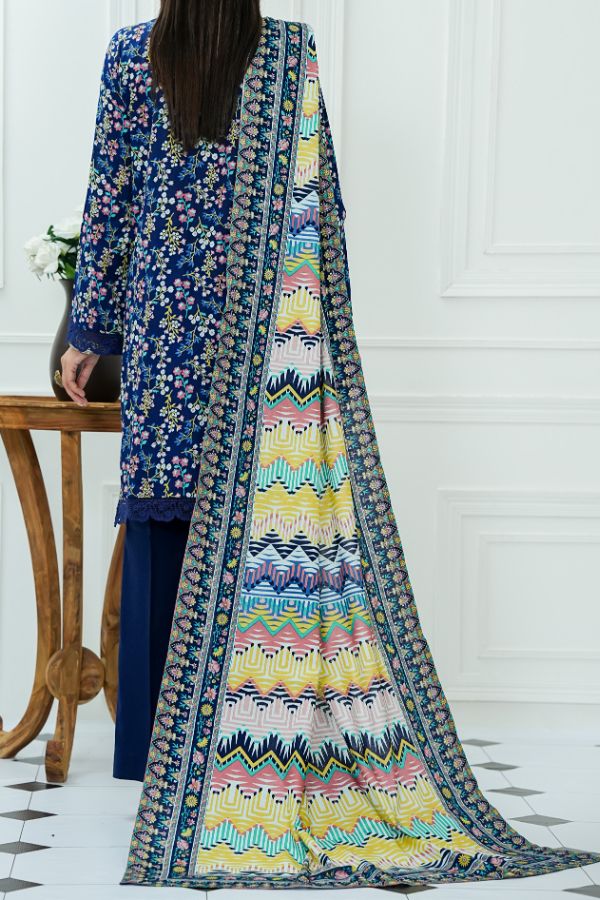 VS Daman Print Lawn`25 D#817 Nevy Blue