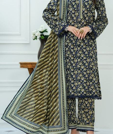 VS Daman Print Lawn`25 D#818 Nevy Blue