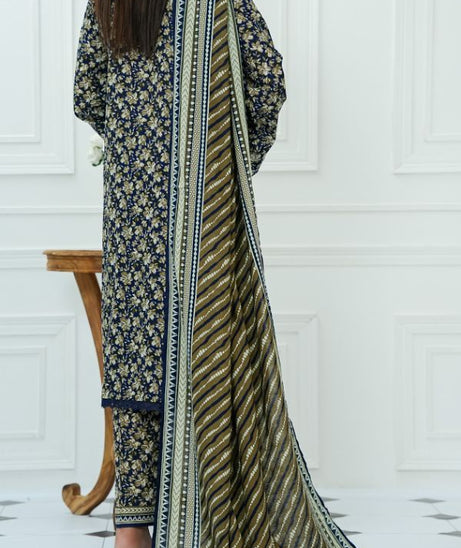 VS Daman Print Lawn`25 D#818 Nevy Blue