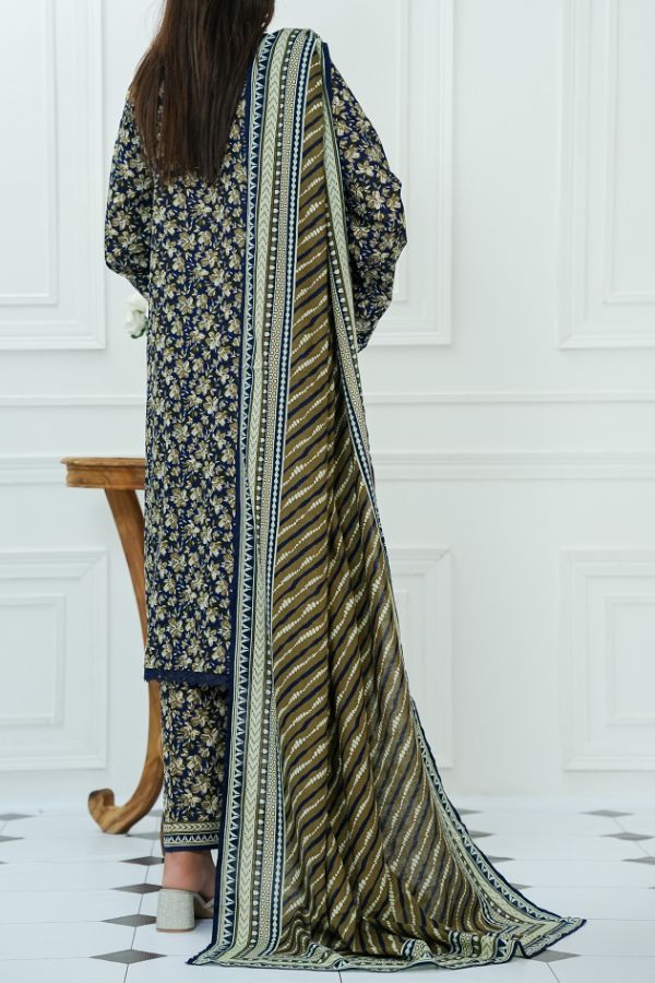 VS Daman Print Lawn`25 D#818 Nevy Blue