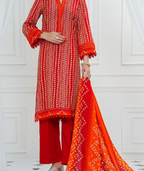 VS Daman Print Lawn`25 D#820 Red