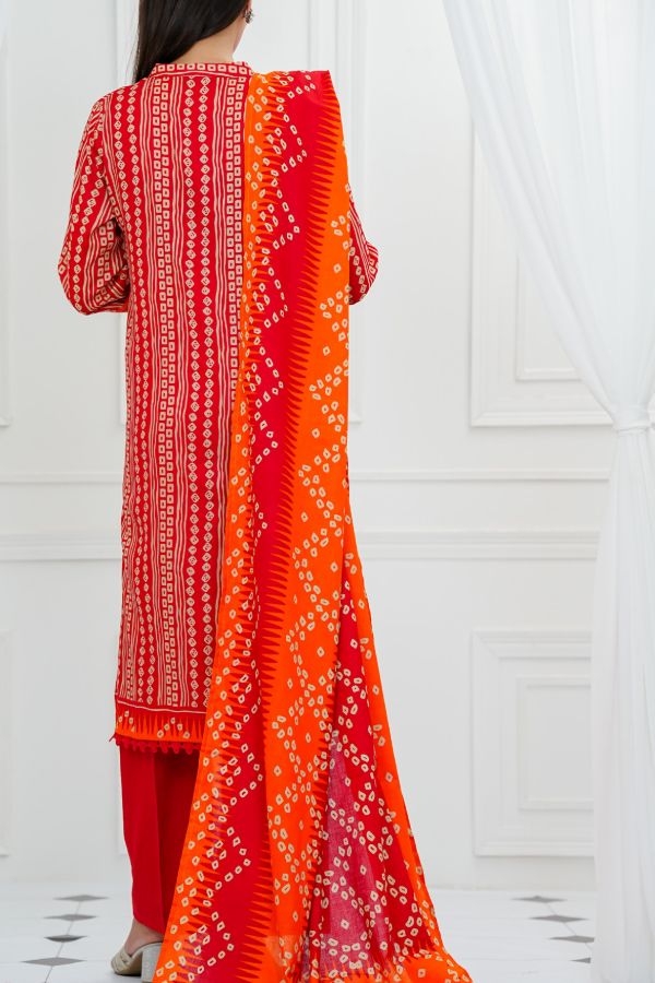 VS Daman Print Lawn`25 D#820 Red