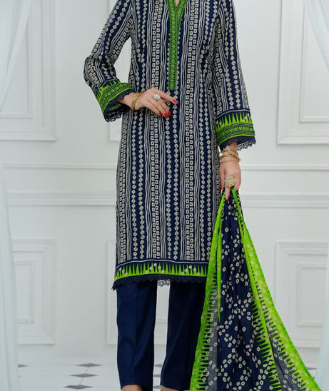 VS Daman Print Lawn`25 D#820 Nevy Blue