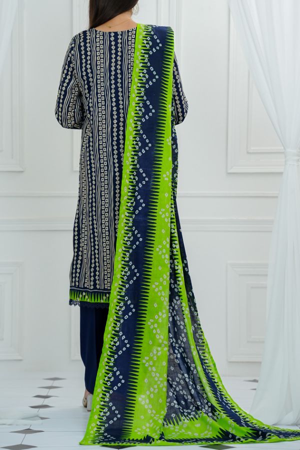 VS Daman Print Lawn`25 D#820 Nevy Blue