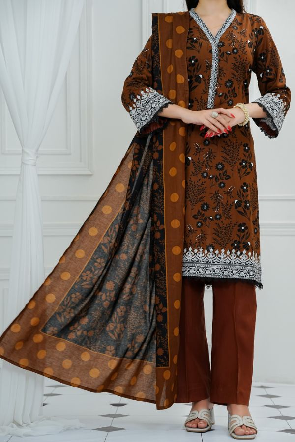 VS Daman Print Lawn`25 D#814 CH Brown