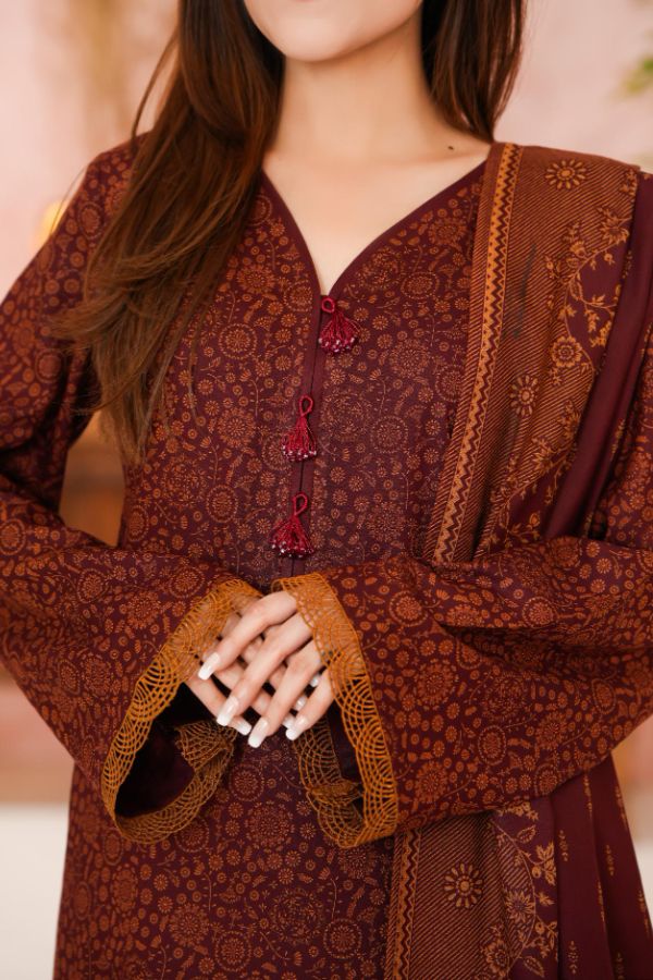 VS Digital Pashmina`25 D#303 (Maroon)