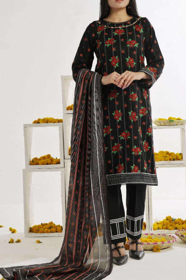 VS Sufinas Print Lawn`24 AHD#390 Black