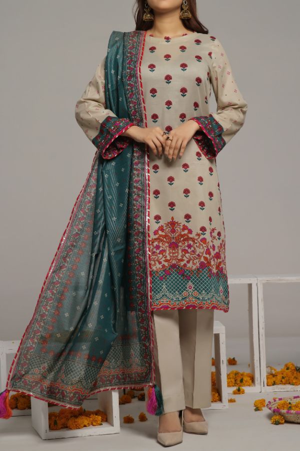 VS Sufinas Print Lawn`24 AHD#391 Fawn