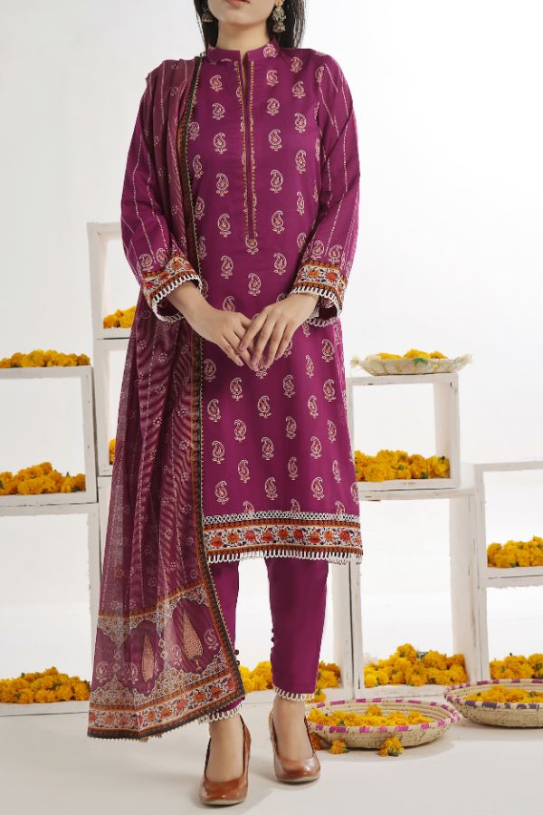 VS Sufinas Print Lawn`24 AHD#393 Magenda