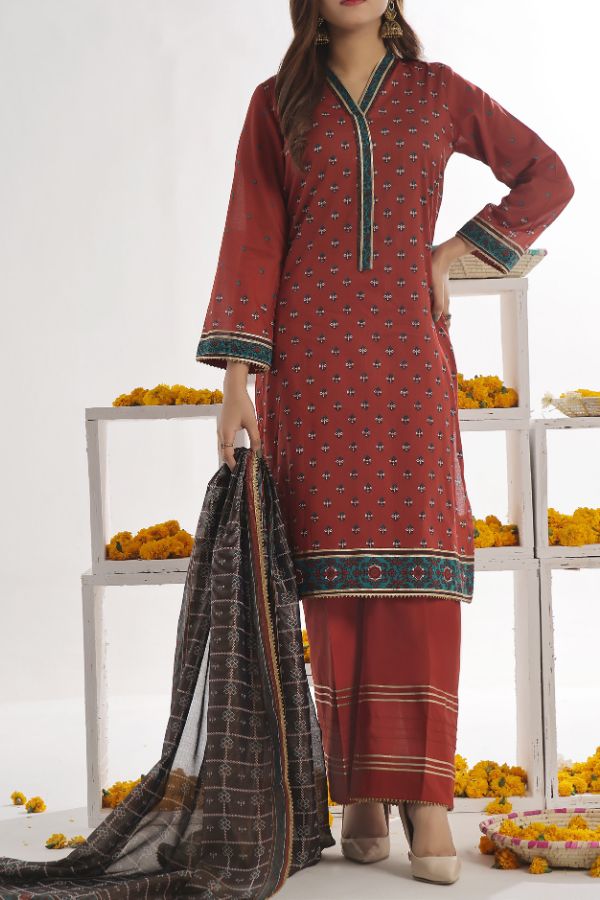 VS Sufinas Print Lawn`24 AHD#394 D-Rust