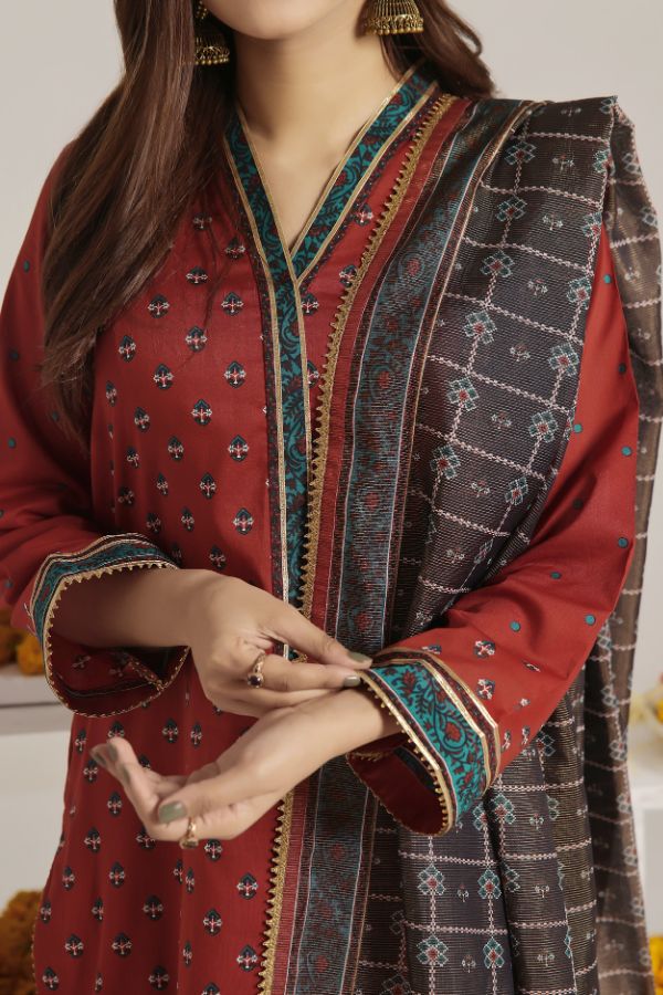 VS Sufinas Print Lawn`24 AHD#394 D-Rust