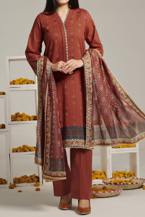 VS Sufinas Print Lawn`24 AHD#399 Rust