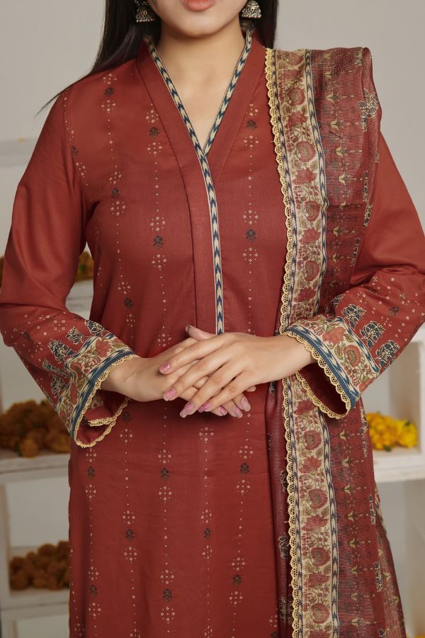 VS Sufinas Print Lawn`24 AHD#399 Rust
