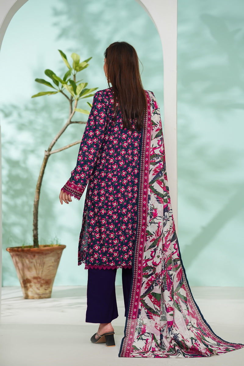 VS Daman Print Lawn`26 D#805 (Nevy Blue)