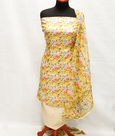 Viscose P/Emb Chiffon Dupatta 3Pcs D#1-5