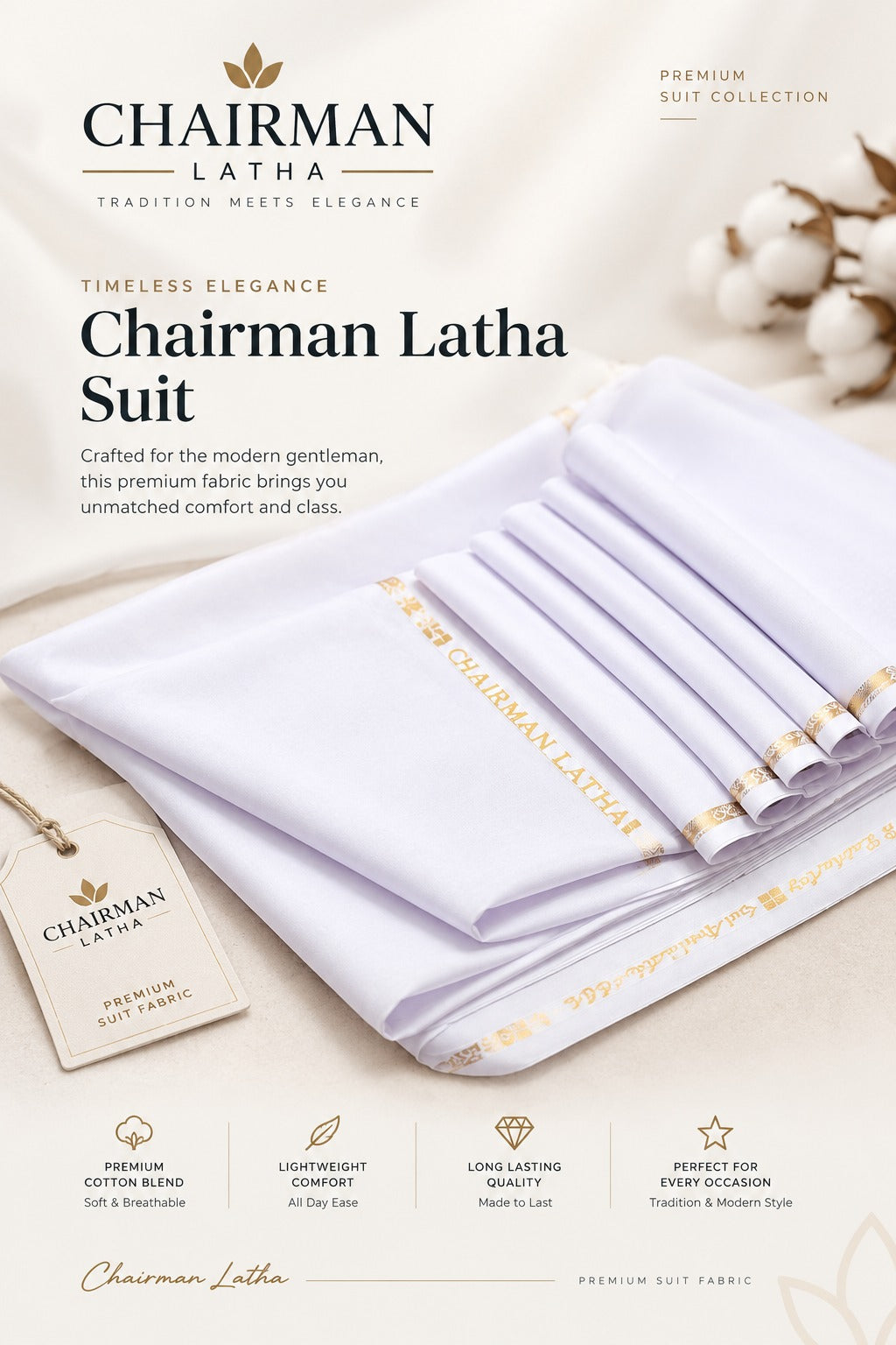 Gul Ahmed Chairman Latha (White)