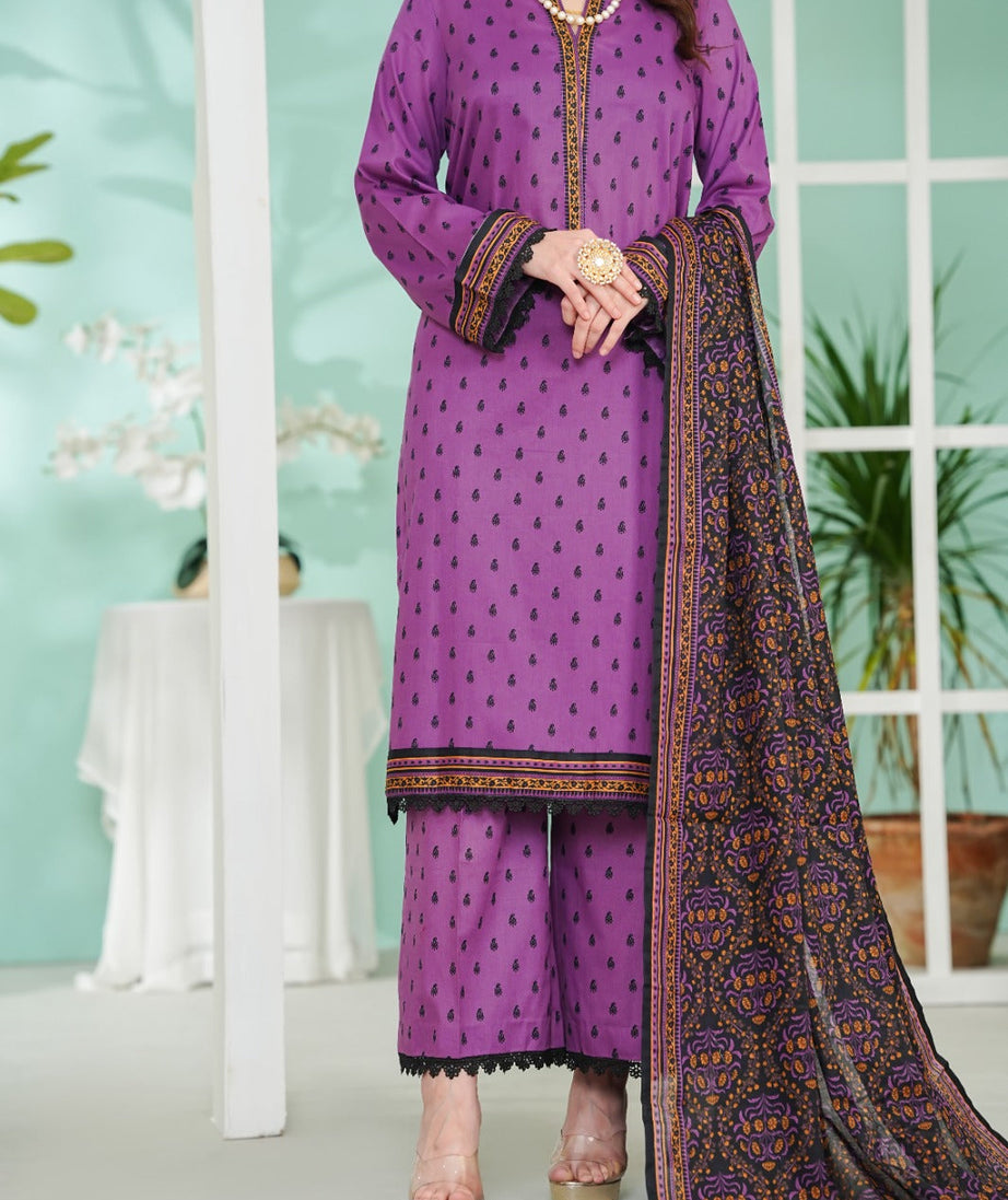 VS Daman Print Lawn`26 D#817 (Purple)