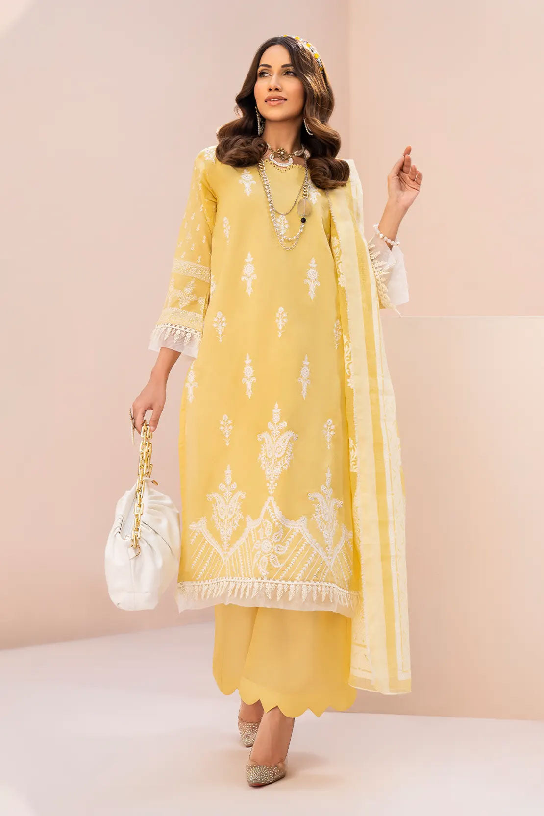 Rashid White Emb Lawn'23 D#5562 Lemon